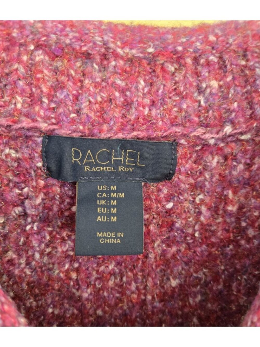 Rachel Roy Marled Boucle Knit Sweater Purple Pink Ribbed Crewneck Soft - Picture 5 of 6